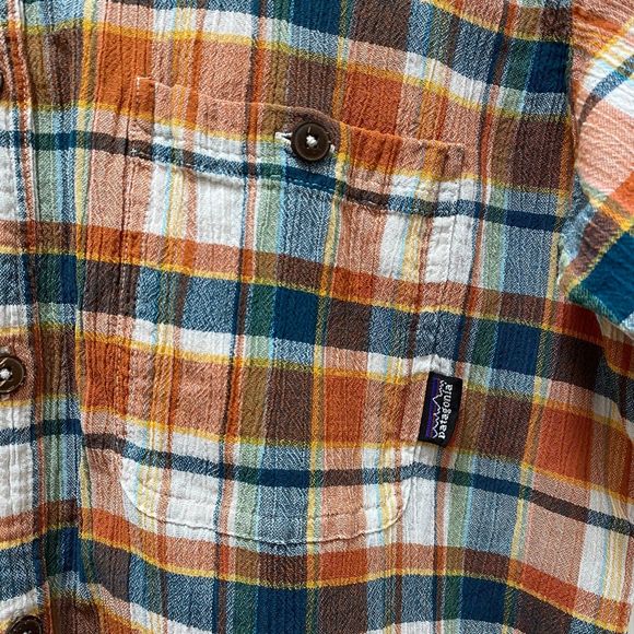 Patagonia Men's Short Sleeved Collared Plaid Button Down 100% Cotton Shirt Large - Picture 2 of 6